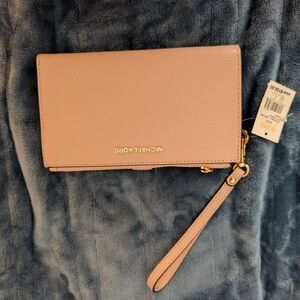 NWT Michael Kors Powder Pink Double Zip Wristlet Wallet